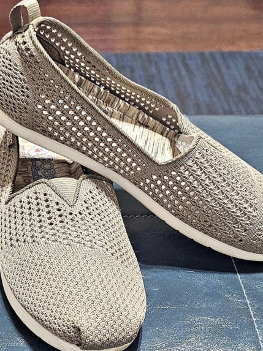 BOBS Women's Knit Slip-On Sneakers in Brown